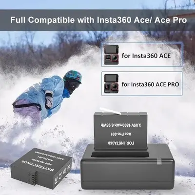 2 Batteries and 2-Channel Charger for Insta360 Ace Pro / Ace photo 3