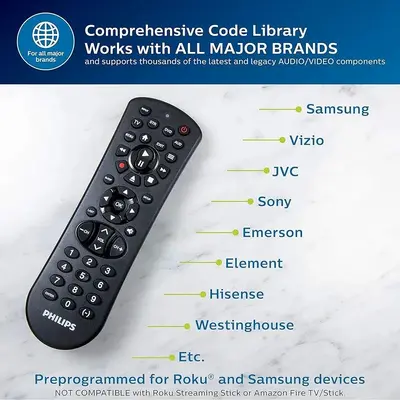 Philips Universal Remote for Samsung, Vizio, LG, Sony, Roku and Apple TV photo 4