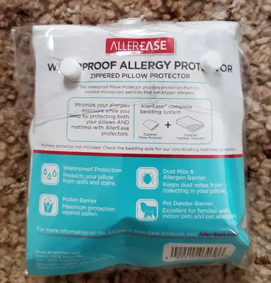 Aller-Ease Waterproof Allergy Protection Zippered Pillow Protector, King photo 2