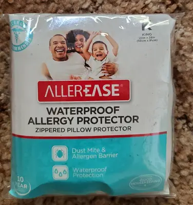Aller-Ease Waterproof Allergy Protection Zippered Pillow Protector, King