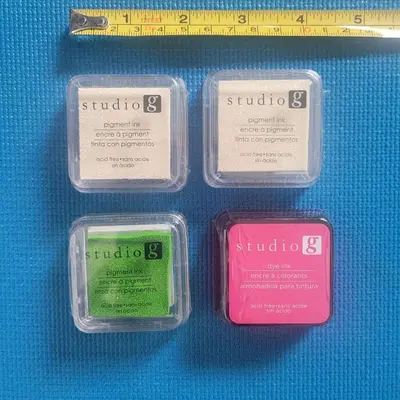 Hampton Art Studio G Pigment Ink Pads, Assorted Colors, 4 Pieces