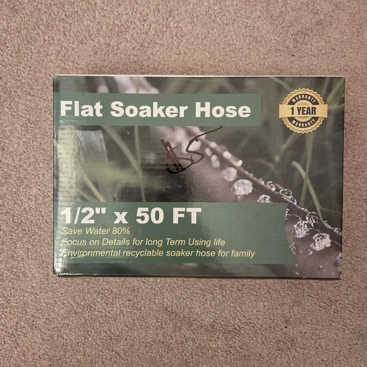 Flat Soaker Hose 50 ft for Garden Beds, Heavy Duty