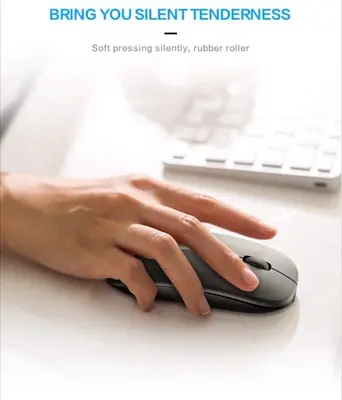 INPHIC Silver Slim Rechargeable Wireless Mouse, 2.4G Silent photo 4