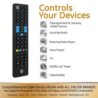 GE Universal Remote for Samsung, Sony, LG, Vizio, Roku and More photo 3