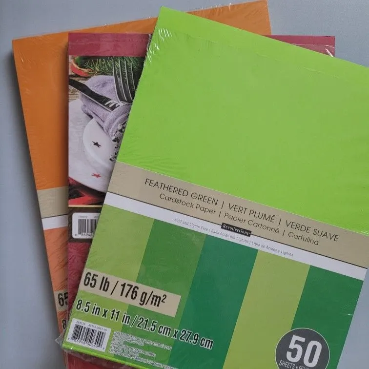 Cardstock in Green, Red and Orange, 3 Pieces