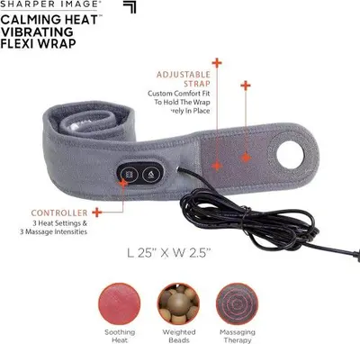 Sharper Image Calming Heat Flexi Wrap with Vibration, 25 x 2.5 in photo 6