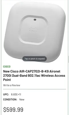 Cisco Aironet 2700i AIR-CAP2702I-B-K9 Dual-Band 802.11ac Access Point photo 3
