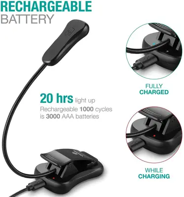 Rechargeable Clip-On Book Light, 3 Brightness Levels photo 3