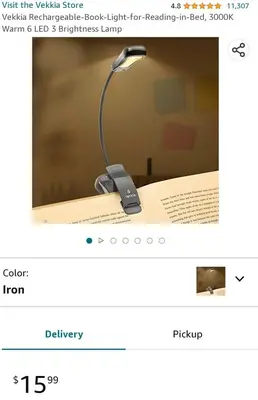 Rechargeable Clip-On Book Light, 3 Brightness Levels photo 8