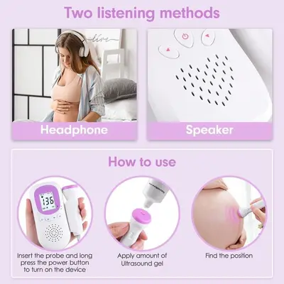 Baby Heartbeat Monitor, Pregnancy Doppler Fetal Monitor with Gel photo 5