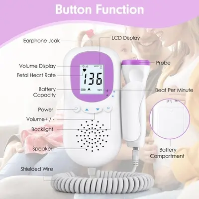 Baby Heartbeat Monitor, Pregnancy Doppler Fetal Monitor with Gel photo 6
