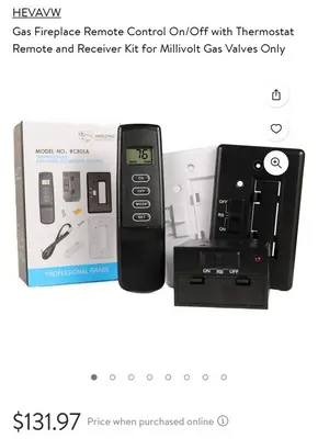 Gas Fireplace Remote with Thermostat and Receiver Kit photo 2