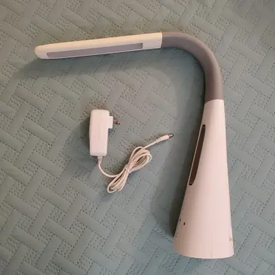 LED Desk Lamp with Bladeless Fan, Dimmable, Two USB Charging Ports