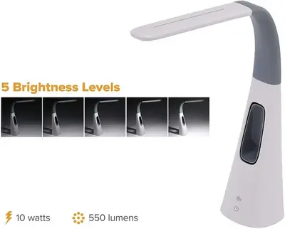LED Desk Lamp with Bladeless Fan, Dimmable, Two USB Charging Ports photo 5
