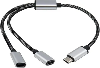 USB-C Male to Dual USB-C Female Splitter Cable