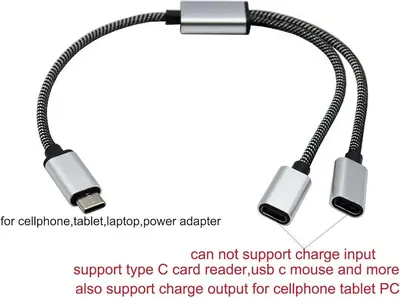 USB-C Male to Dual USB-C Female Splitter Cable photo 2
