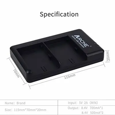 ARCHE EN-EL12 Dual USB Charger for Nikon Coolpix AW100 / AW110 / AW120 photo 6