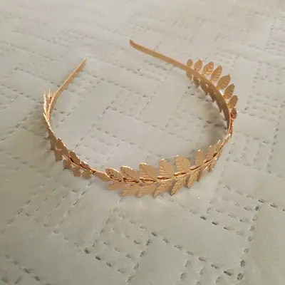 Gold Leaf Branch Crown, Bridal Laurel Hair Accessory