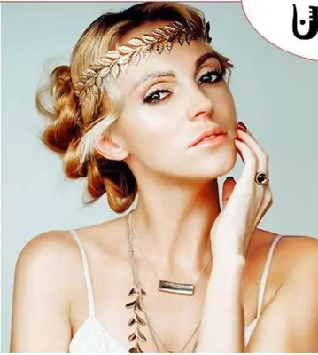 Gold Leaf Branch Crown, Bridal Laurel Hair Accessory photo 2