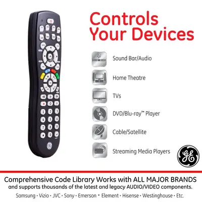 GE Universal Remote for Samsung, Vizio, LG, Sony, Sharp, Roku, Apple TV photo 2