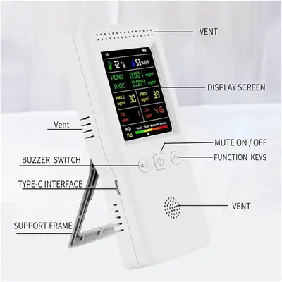 9-in-1 Indoor Air Quality Monitor: PM2.5, PM10, CO2, CO, HCHO, TVOC photo 3