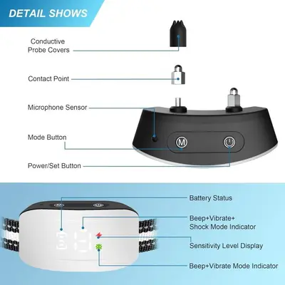 Rechargeable Dog Bark Collar with Beep, Vibration and Shock photo 5