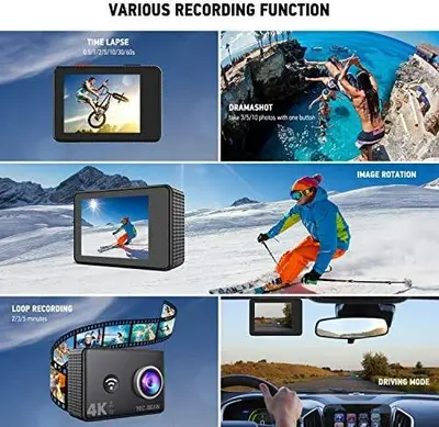 TEC.BEAN T2 4K Action Camera, WiFi, 14MP, Waterproof to 148 ft photo 7