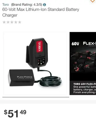 Toro Flex-Force 60V Max Lithium-Ion Standard Battery Charger photo 3