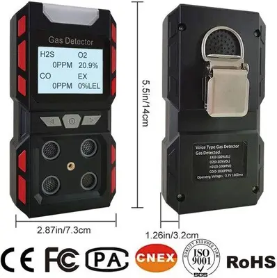 4-Gas Monitor and Multi-Gas Detector with Sound, Light and Vibration Alarm photo 3