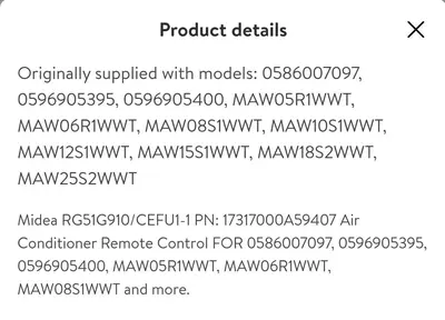 Midea RG51G910/CEFU1-1 Air Conditioner Remote Control photo 2