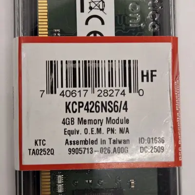 Kingston 4GB DDR4-2666 DIMM Memory, KCP426NS6/4 photo 2