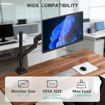 WALI Single Monitor Desk Arm for 13-33 in Screens, VESA, up to 19.8 lb photo 5