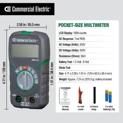 Commercial Electric Pocket True RMS Digital Multimeter photo 4