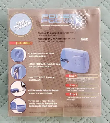 PowerPod 360 Jr Portable Vibration Speaker, White photo 2
