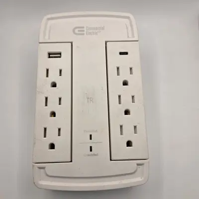 GE 6-Outlet Wall Tap with USB-A and USB-C, Model HDC6WSUCW