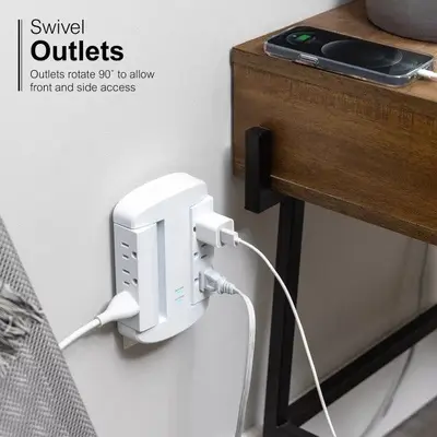 GE 6-Outlet Wall Tap with USB-A and USB-C, Model HDC6WSUCW photo 3