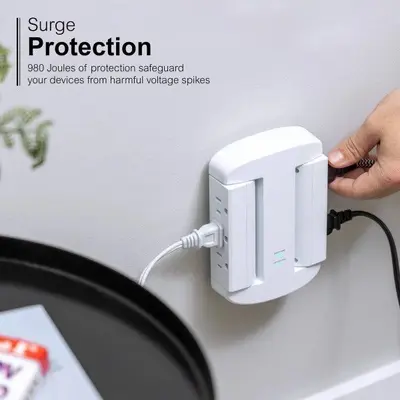 GE 6-Outlet Wall Tap with USB-A and USB-C, Model HDC6WSUCW photo 2