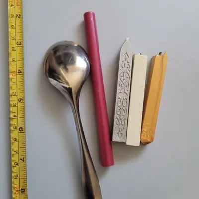 Wax Seal Stamp Set with 4 Stamps, Spoon and Wax photo 6