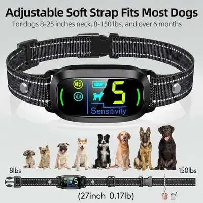 Rechargeable Smart Dog Bark Collar for All Sizes, 5 Sensitivity Levels photo 6