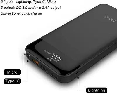 20000mAh QC 3.0 Quick Charge Power Bank with 3 USB Outputs photo 5