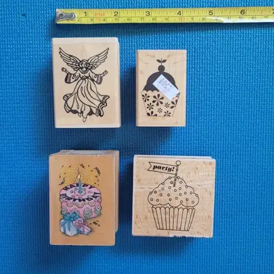 Stamp Set: Angel and Cupcakes, 4 Pieces