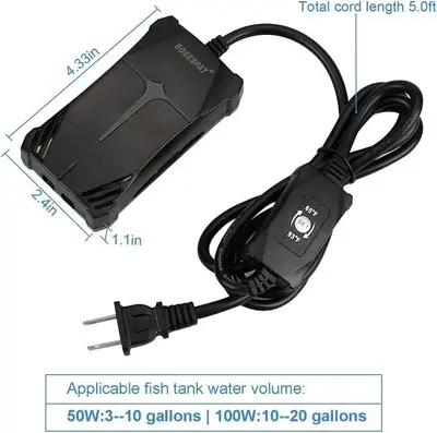 BOEESPAT 50W Adjustable Submersible Aquarium Heater photo 2