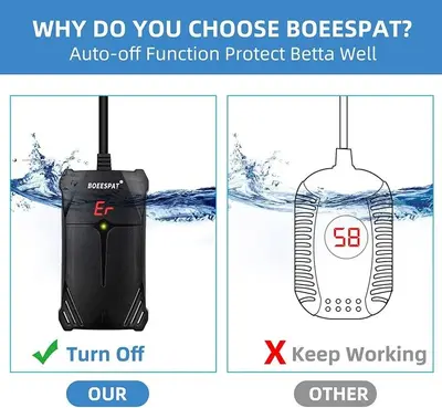 BOEESPAT 50W Adjustable Submersible Aquarium Heater photo 5
