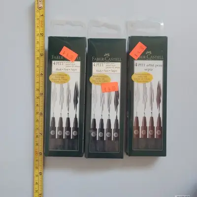 Faber-Castell Pitt Artist Pens, Black, Set of 3