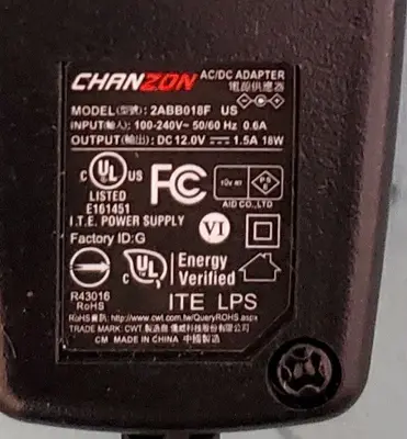 Chanzon 12V 1.5A 18W Switching Power Supply Adapter photo 3