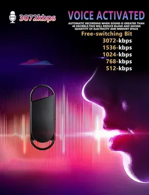 128GB Voice-Activated Recorder, Mini Portable Dictaphone photo 3