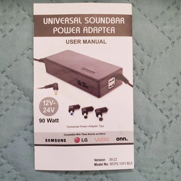 Universal Soundbar Power Adapter, 12-24V Variable, 90W