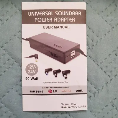 Universal Soundbar Power Adapter, 12-24V Variable, 90W
