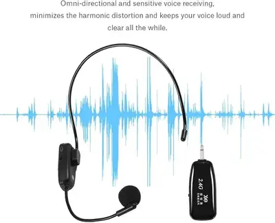 2.4G Wireless Headset Microphone Transmitter and Receiver, 40 m Range photo 3
