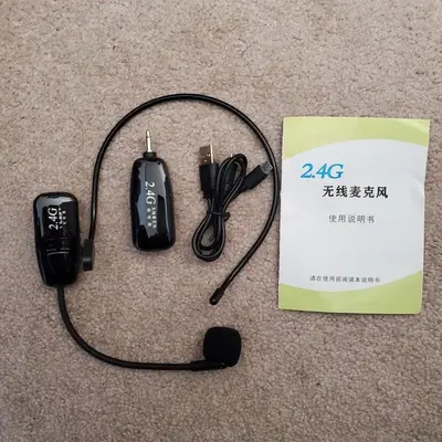 2.4G Wireless Headset Microphone Transmitter and Receiver, 40 m Range